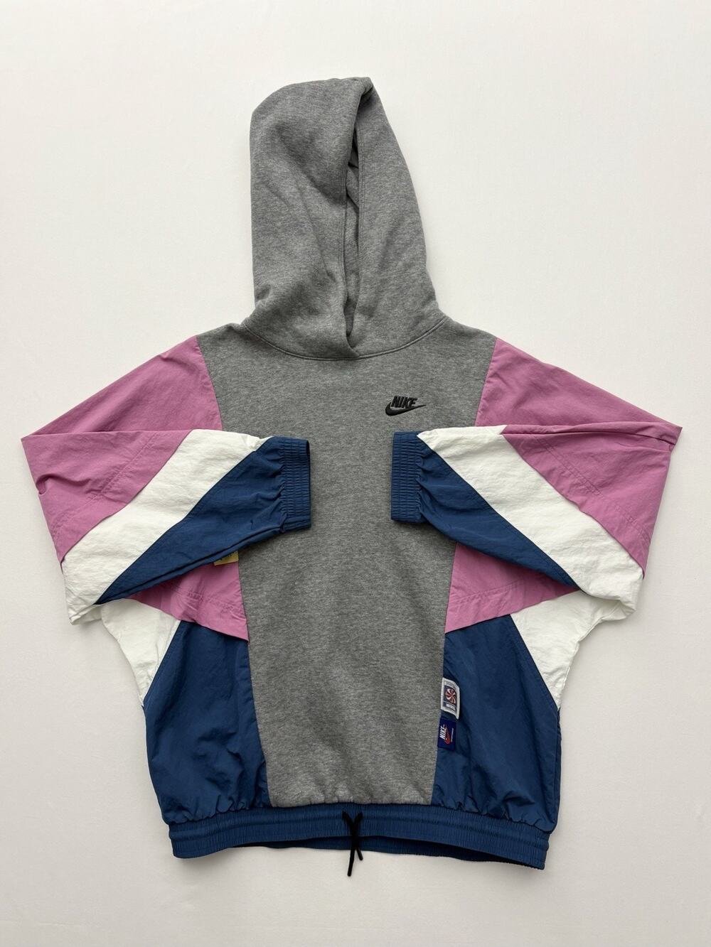 Nike Icon Clash Hoodie Women's XS Gray Pink Blue Colorblock Retro Sportswear EUC
